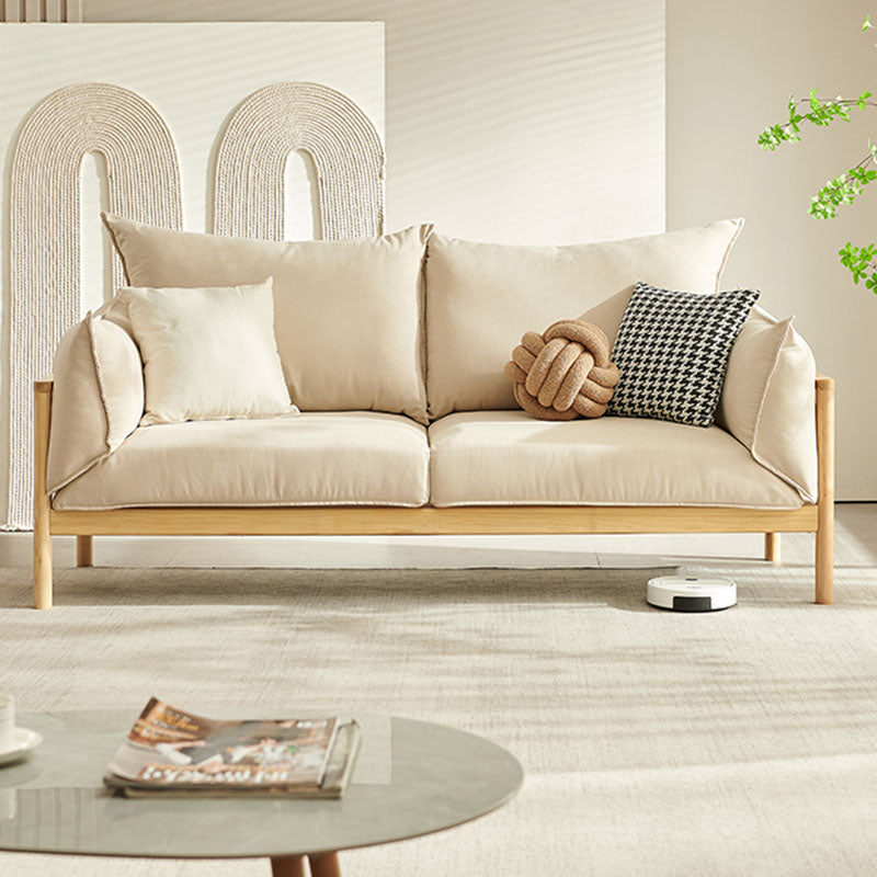 Stationary Cotton 2-seater Living Room Square Arm Cushions Sofa Beige Latex Clearhalo 'furn' 'furn_sofas' 'Furniture' 'Living Room Furniture' 'Sofa' 'sofas' 5352664
