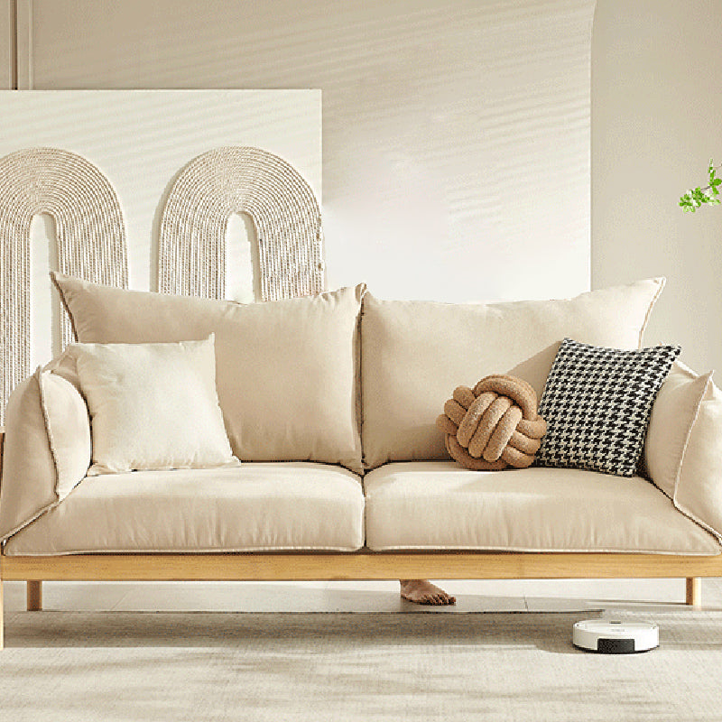 Stationary Cotton 2-seater Living Room Square Arm Cushions Sofa Beige Sponge Clearhalo 'furn' 'furn_sofas' 'Furniture' 'Living Room Furniture' 'Sofa' 'sofas' 5352666