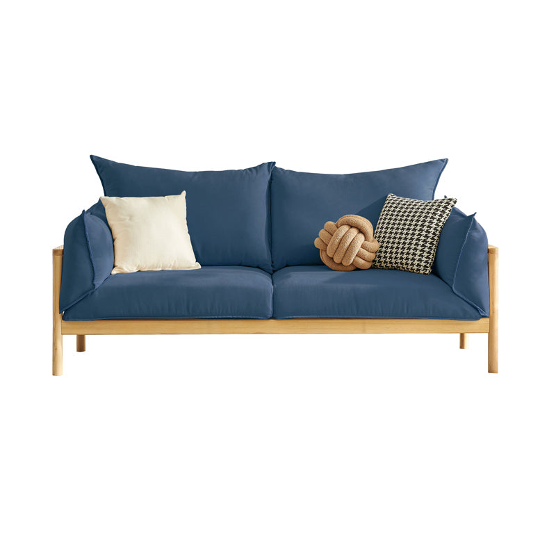 Stationary Cotton 2-seater Living Room Square Arm Cushions Sofa Dark Blue Clearhalo 'furn' 'furn_sofas' 'Furniture' 'Living Room Furniture' 'Sofa' 'sofas' 5352667