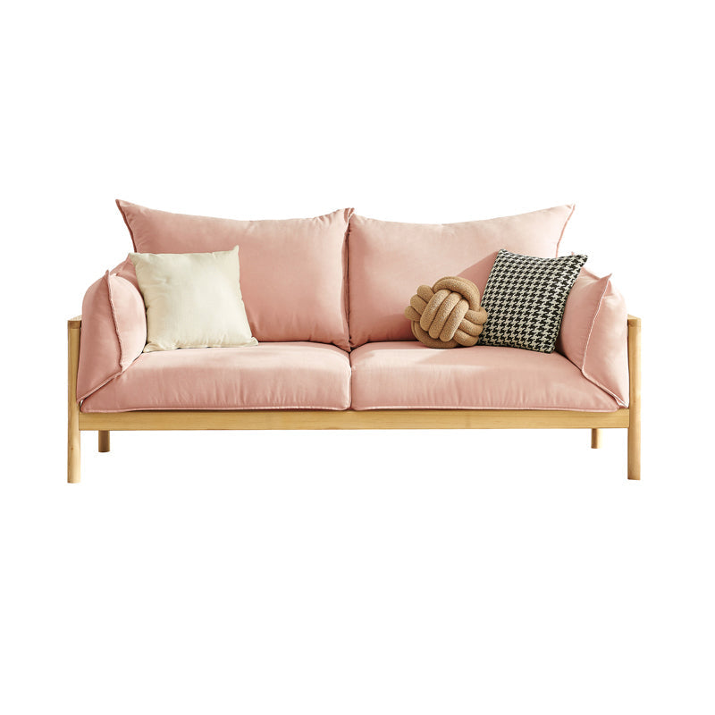 Stationary Cotton 2-seater Living Room Square Arm Cushions Sofa Red Clearhalo 'furn' 'furn_sofas' 'Furniture' 'Living Room Furniture' 'Sofa' 'sofas' 5352670