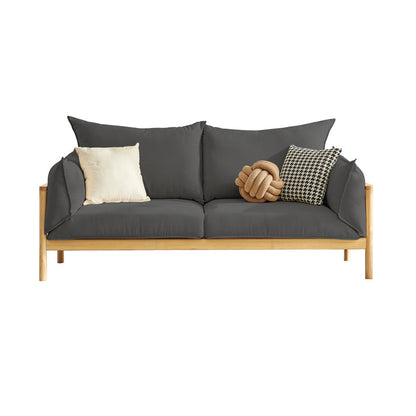 Stationary Cotton 2-seater Living Room Square Arm Cushions Sofa Dark Gray Clearhalo 'furn' 'furn_sofas' 'Furniture' 'Living Room Furniture' 'Sofa' 'sofas' 5352671