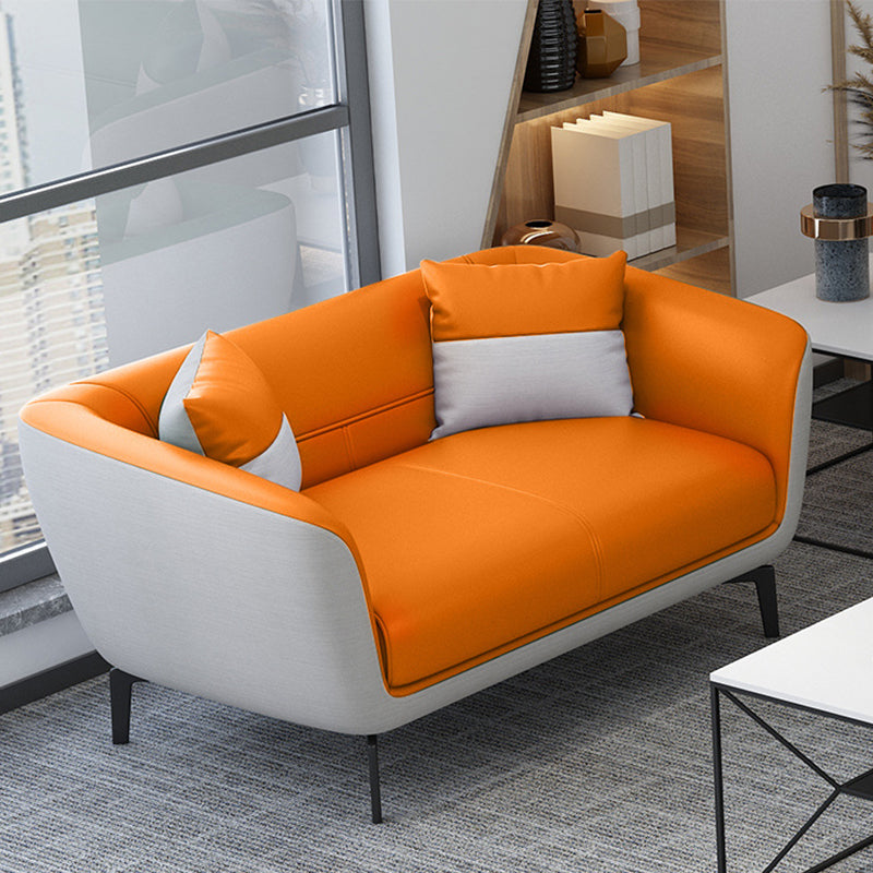 Faux lederen strakke achterbank bank standaard wijd uitlopende armbankbank