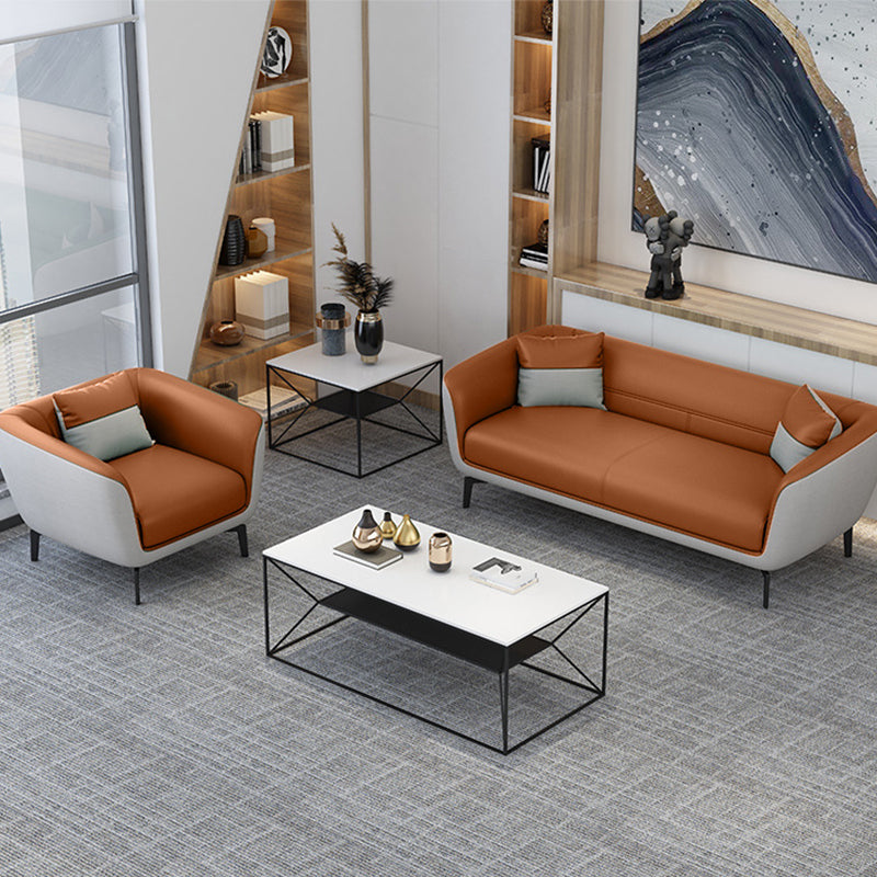 Faux lederen strakke achterbank bank standaard wijd uitlopende armbankbank