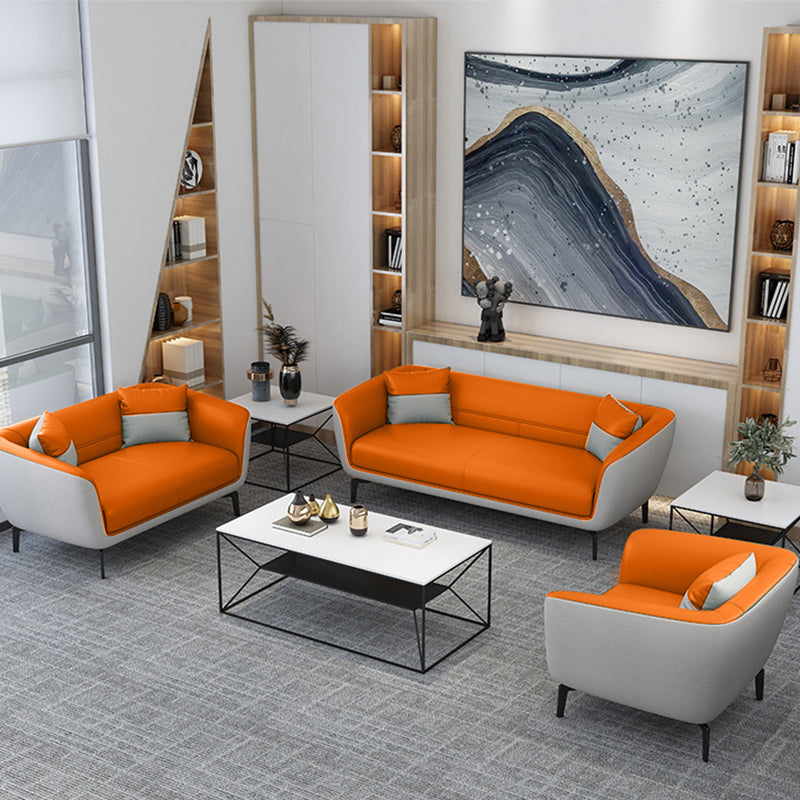 Faux lederen strakke achterbank bank standaard wijd uitlopende armbankbank