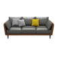 Faux Leather Sofa with Pillows Back and Pillow Top Arm for Living Room 81"L x 35"W x 33"H Grey Orange Clearhalo 'furn' 'furn_sofas' 'Furniture' 'Living Room Furniture' 'Sofa' 'sofas' 5352822