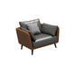 Faux Leather Sofa with Pillows Back and Pillow Top Arm for Living Room 41"L x 35"W x 33.5"H Grey Orange Clearhalo 'furn' 'furn_sofas' 'Furniture' 'Living Room Furniture' 'Sofa' 'sofas' 5352826