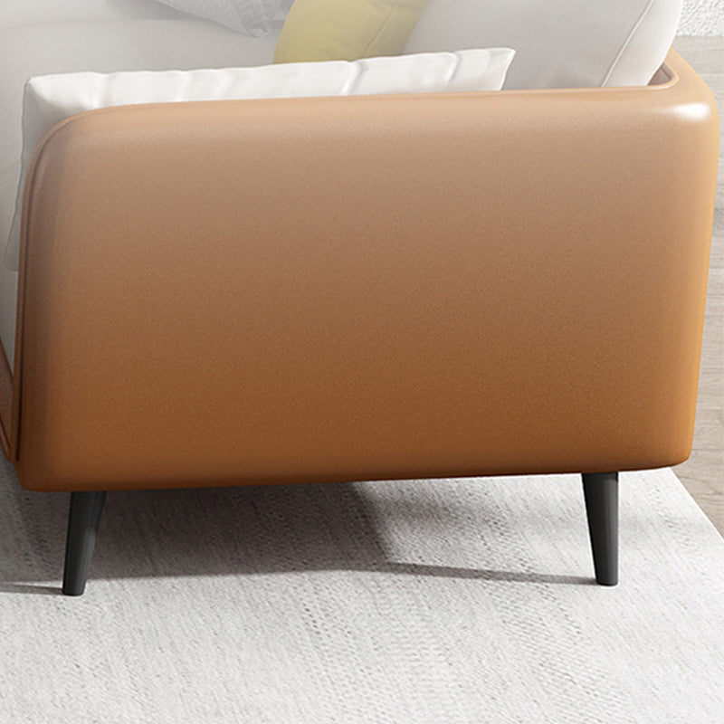 Faux Leather Sofa with Pillows Back and Pillow Top Arm for Living Room Clearhalo 'furn' 'furn_sofas' 'Furniture' 'Living Room Furniture' 'Sofa' 'sofas' 5352830