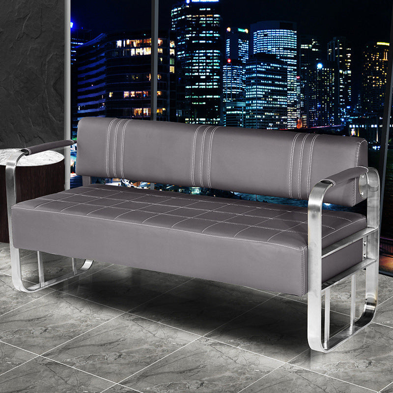 Faux Leather Square Arm Sofa with Tight Back 21.65" W 28.74" H Grey Silver Clearhalo 'furn' 'furn_sofas' 'Furniture' 'Living Room Furniture' 'Sofa' 'sofas' 5352922