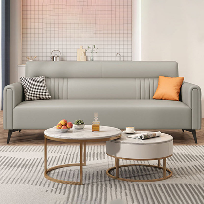 縫う枕バックスクエアアームコットンブレンドとフェイクレザーのセッピーソファ