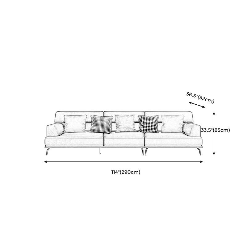 ステイン耐性のある定常フェイクレザーリビングルームスクエアアーム標準ダークグレーソファー