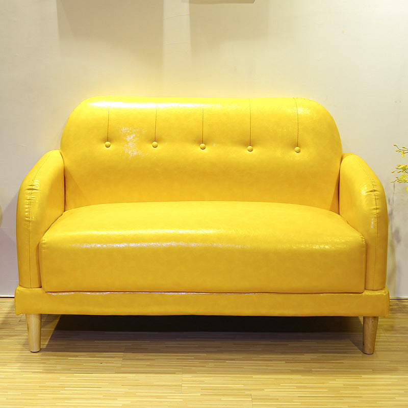 Canapé arrière en cuir faux en cuir avec bras carré pour le salon