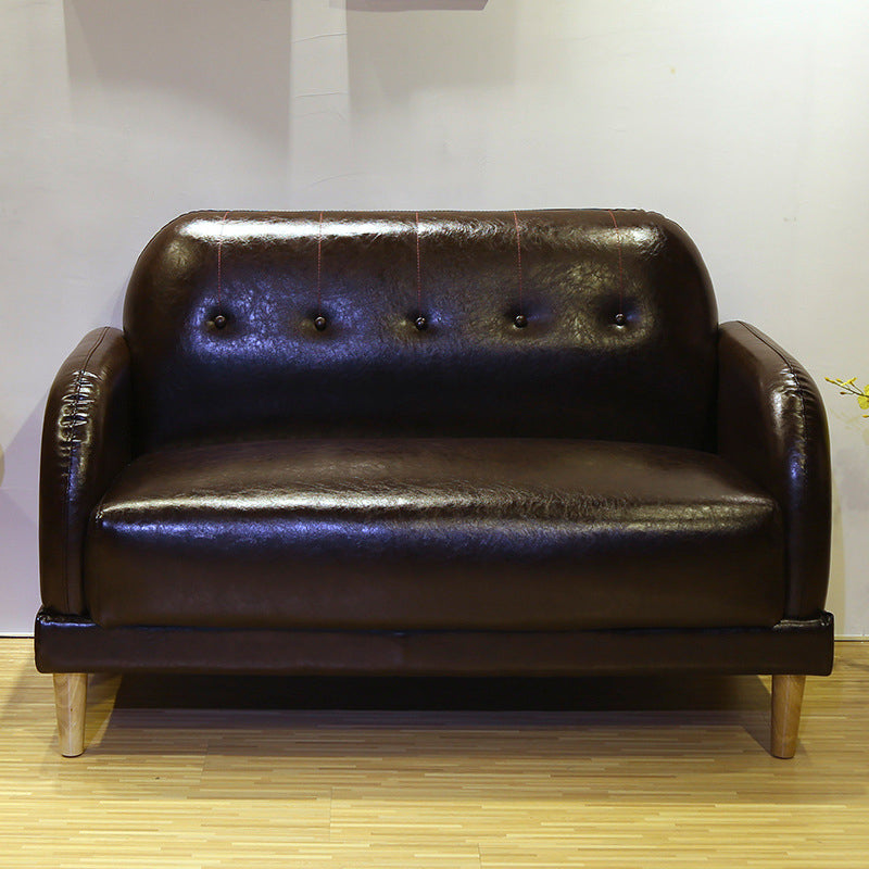 Canapé arrière en cuir faux en cuir avec bras carré pour le salon