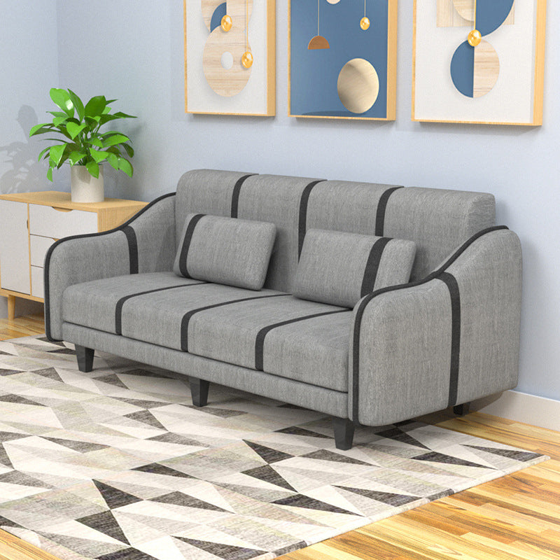 Contemporary Sleeper with 2 Pillows and Six Black Legs for Apartment Grey Clearhalo 'furn' 'furn_sofas' 'Furniture' 'Living Room Furniture' 'Sofa' 'sofas' 5353048