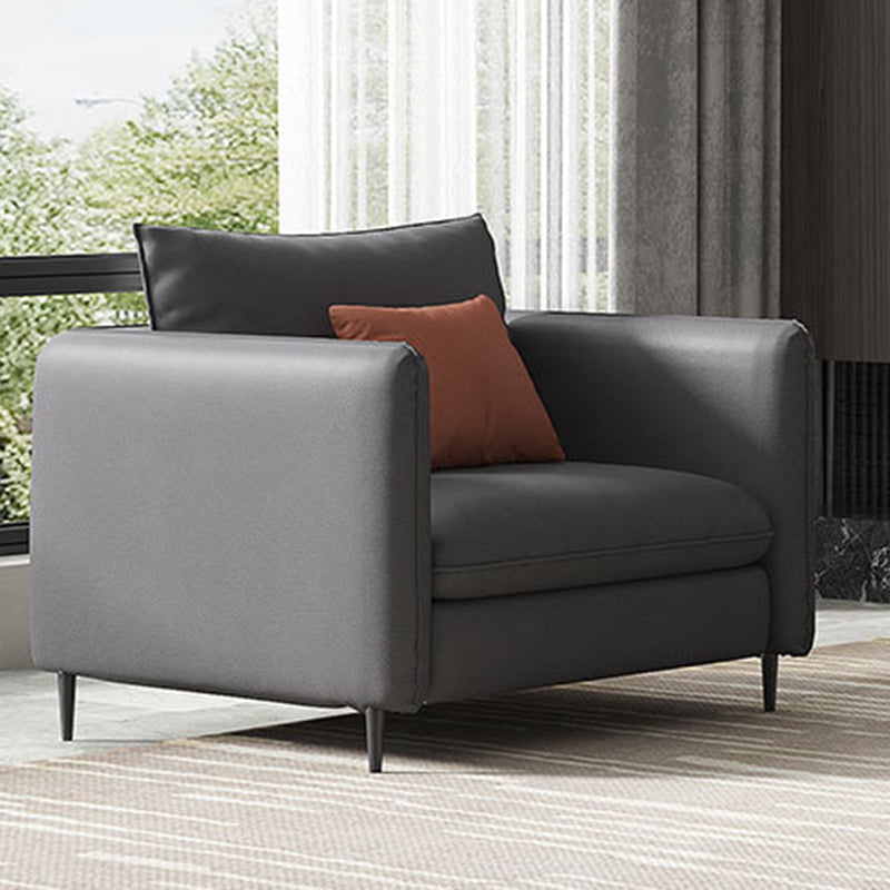 Banco contemporáneo de asentamiento de brazo cuadrado estándar con almohadas en gris