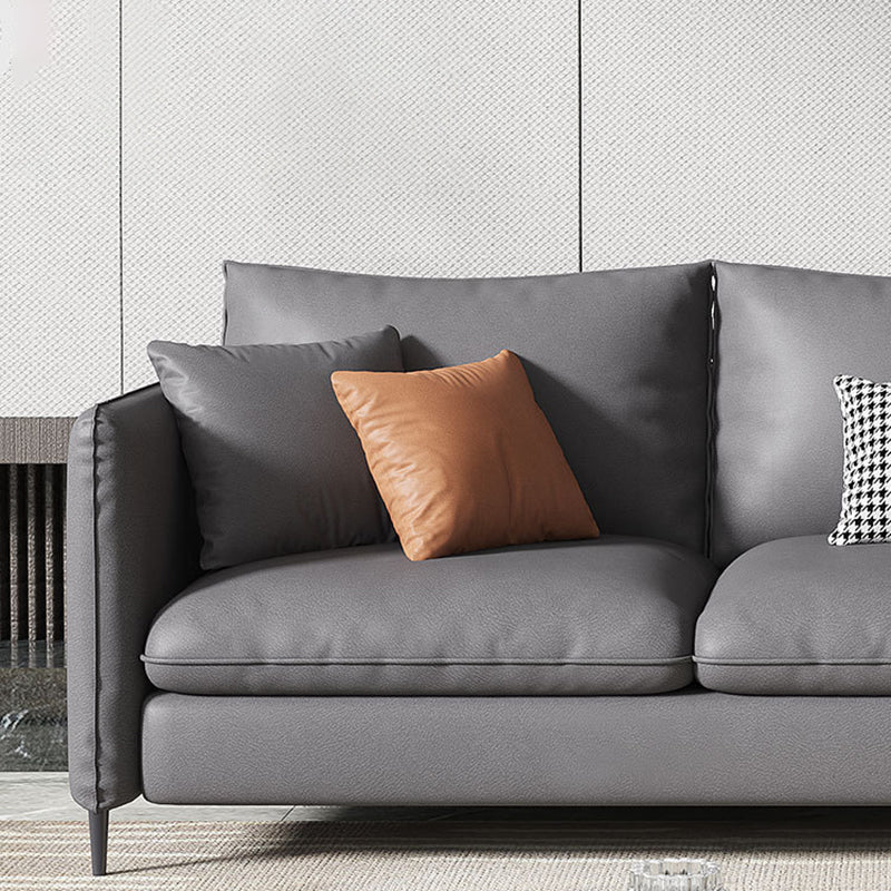 Banco contemporáneo de asentamiento de brazo cuadrado estándar con almohadas en gris