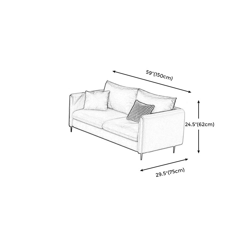 Banco contemporáneo de asentamiento de brazo cuadrado estándar con almohadas en gris