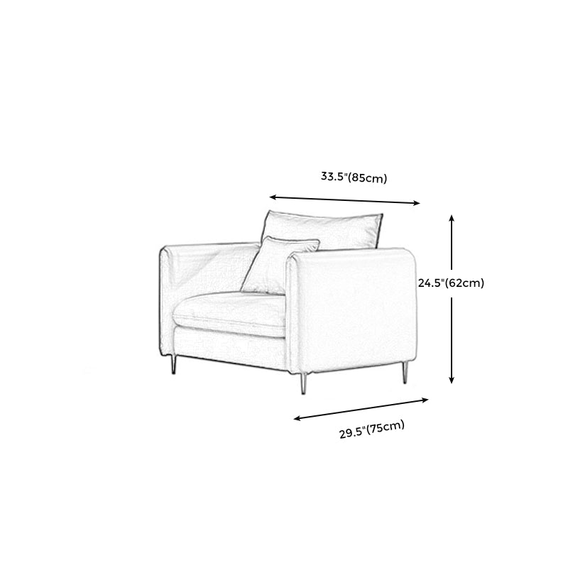 Banco contemporáneo de asentamiento de brazo cuadrado estándar con almohadas en gris
