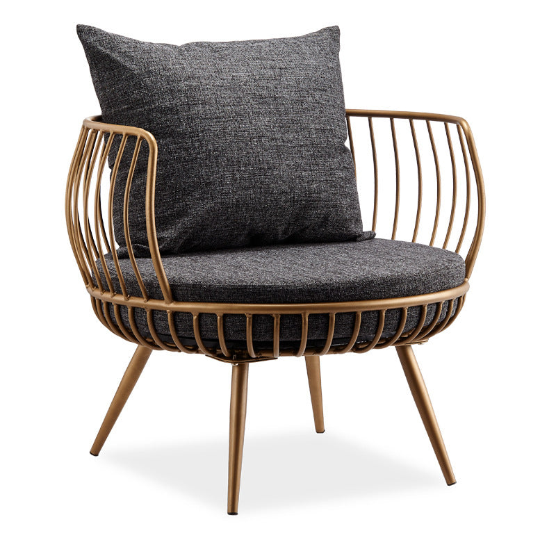 Scandinavian Golden Frame Sofa with Pillow Back Cushion for Living Room 31.5"L x 31.5"W x 29.5"H Dark Gray Clearhalo 'furn' 'furn_sofas' 'Furniture' 'Living Room Furniture' 'Sofa' 'sofas' 5353086