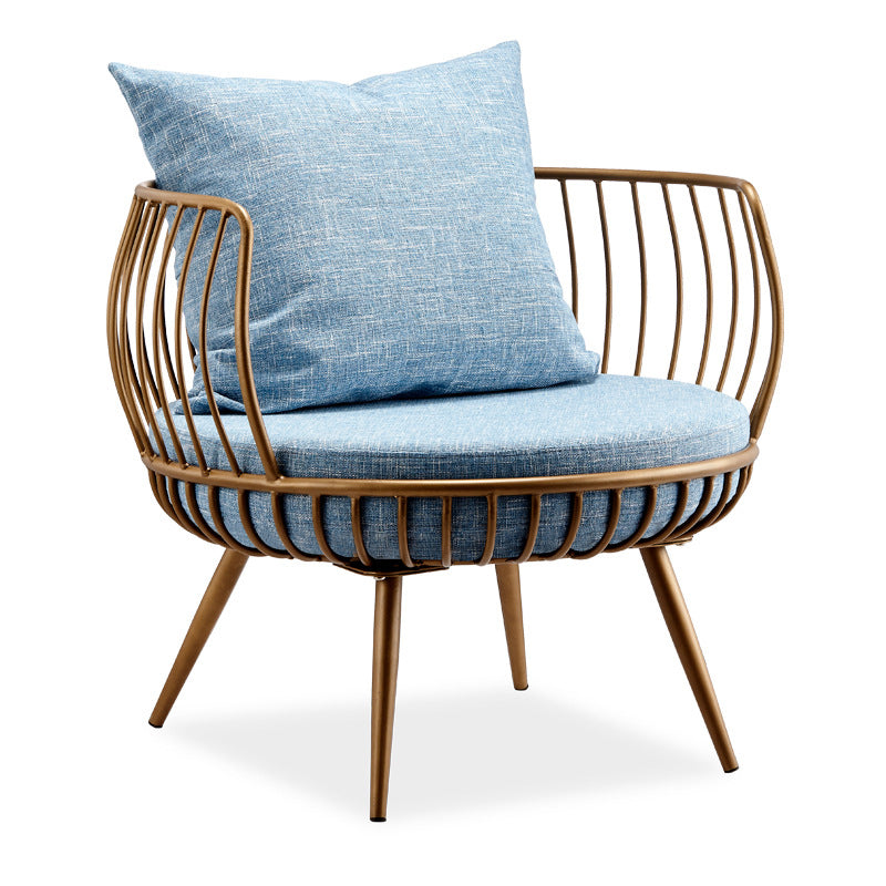 Scandinavian Golden Frame Sofa with Pillow Back Cushion for Living Room 31.5"L x 31.5"W x 29.5"H Sky Blue Clearhalo 'furn' 'furn_sofas' 'Furniture' 'Living Room Furniture' 'Sofa' 'sofas' 5353087