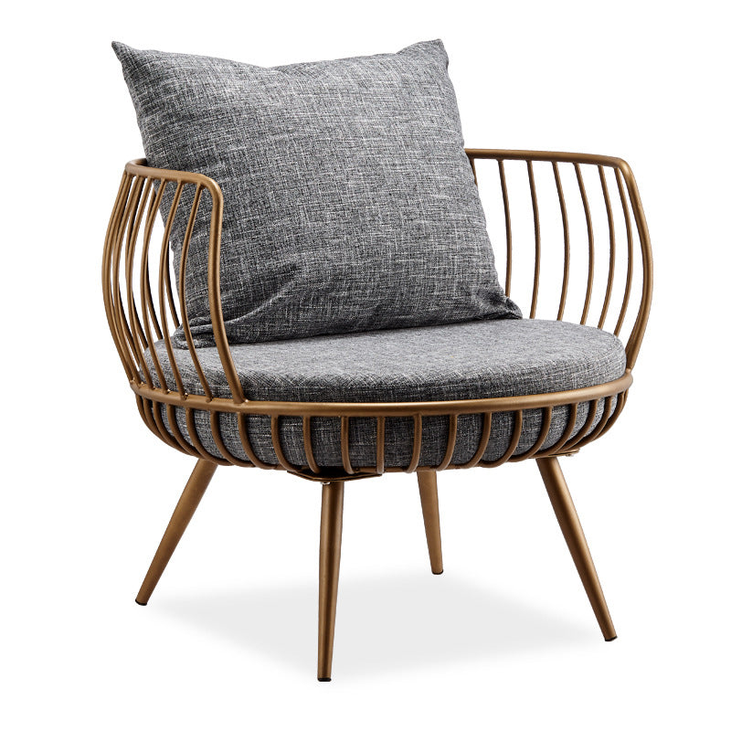 Scandinavian Golden Frame Sofa with Pillow Back Cushion for Living Room 31.5"L x 31.5"W x 29.5"H Light Gray Clearhalo 'furn' 'furn_sofas' 'Furniture' 'Living Room Furniture' 'Sofa' 'sofas' 5353092