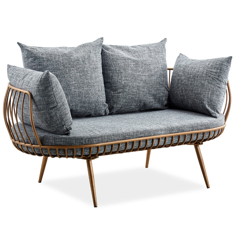Scandinavian Golden Frame Sofa with Pillow Back Cushion for Living Room 59.1"L x 31.5"W x 29.5"H Light Gray Clearhalo 'furn' 'furn_sofas' 'Furniture' 'Living Room Furniture' 'Sofa' 'sofas' 5353093
