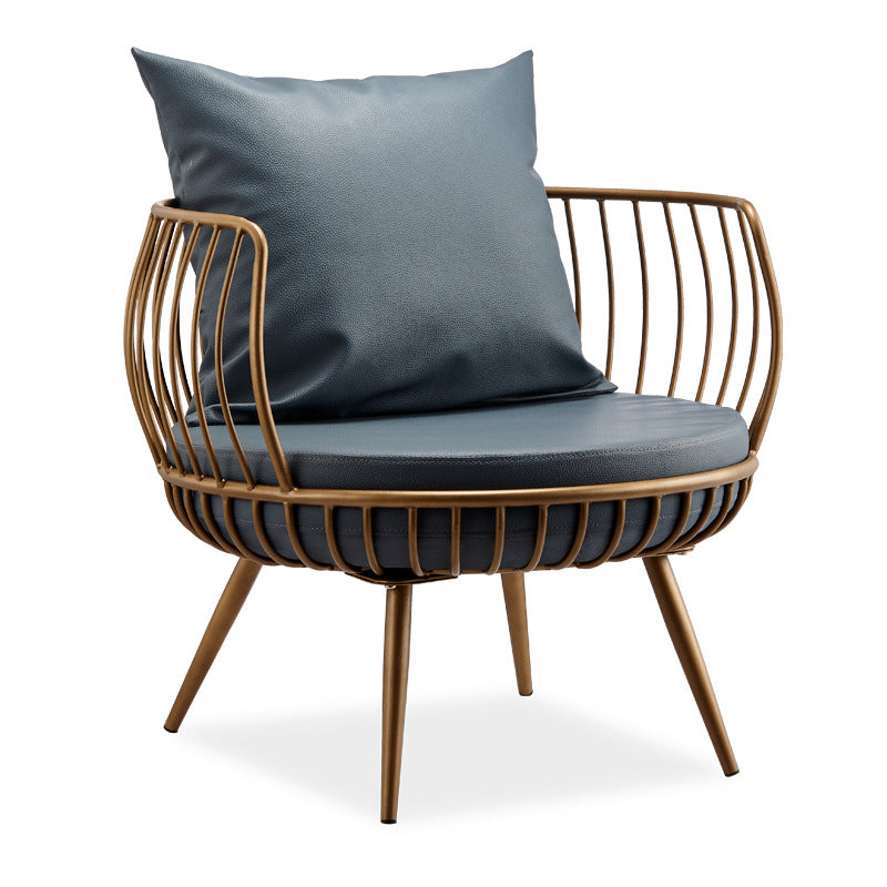 Scandinavian Golden Frame Sofa with Pillow Back Cushion for Living Room 31.5"L x 31.5"W x 29.5"H Dark Blue Clearhalo 'furn' 'furn_sofas' 'Furniture' 'Living Room Furniture' 'Sofa' 'sofas' 5353094