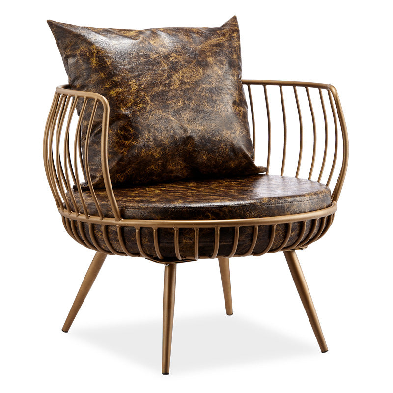 Scandinavian Golden Frame Sofa with Pillow Back Cushion for Living Room 31.5"L x 31.5"W x 29.5"H Brown Clearhalo 'furn' 'furn_sofas' 'Furniture' 'Living Room Furniture' 'Sofa' 'sofas' 5353095