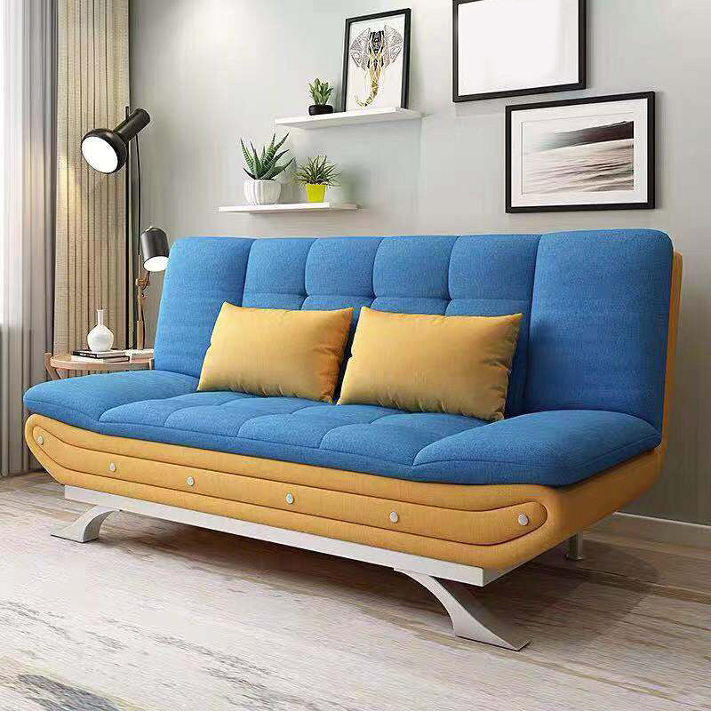 Linen Contemporary Sleeper with 2 Pillows Back for Apartment Dark Blue Clearhalo 'furn' 'furn_sofas' 'Furniture' 'Living Room Furniture' 'Sofa' 'sofas' 5353153