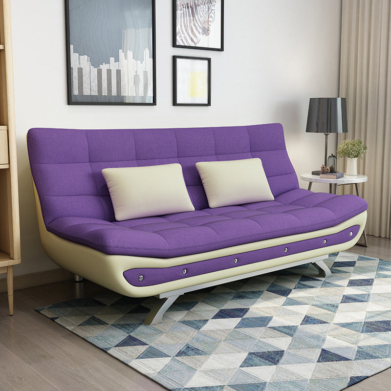 Linen Contemporary Sleeper with 2 Pillows Back for Apartment Purple Clearhalo 'furn' 'furn_sofas' 'Furniture' 'Living Room Furniture' 'Sofa' 'sofas' 5353154