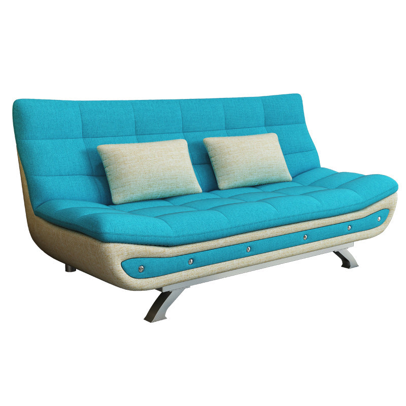 Linen Contemporary Sleeper with 2 Pillows Back for Apartment 59"L x 35"W x 35"H Blue Clearhalo 'furn' 'furn_sofas' 'Furniture' 'Living Room Furniture' 'Sofa' 'sofas' 5353160