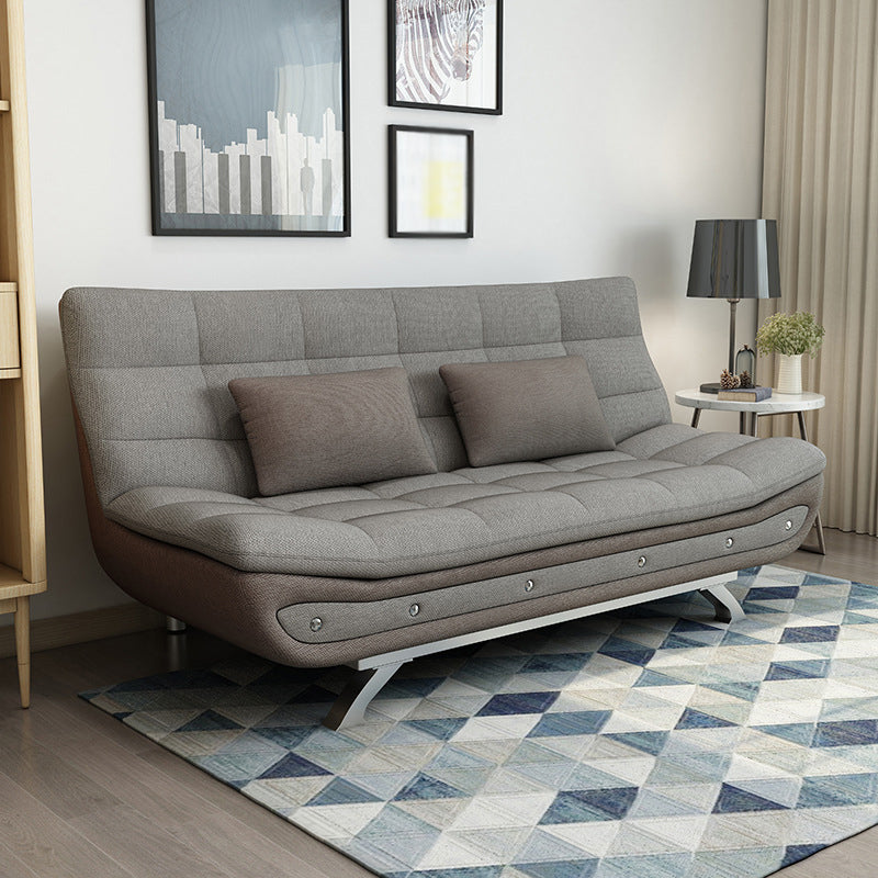 Linen Contemporary Sleeper with 2 Pillows Back for Apartment Grey Clearhalo 'furn' 'furn_sofas' 'Furniture' 'Living Room Furniture' 'Sofa' 'sofas' 5353161