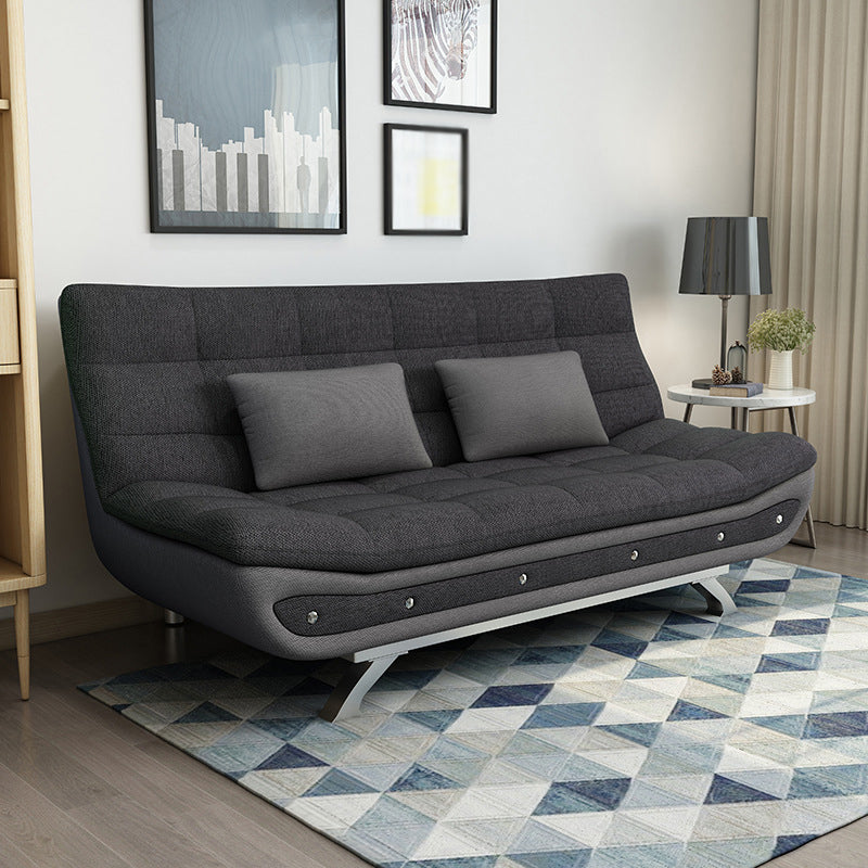 Linen Contemporary Sleeper with 2 Pillows Back for Apartment Dark Gray-Black Clearhalo 'furn' 'furn_sofas' 'Furniture' 'Living Room Furniture' 'Sofa' 'sofas' 5353162
