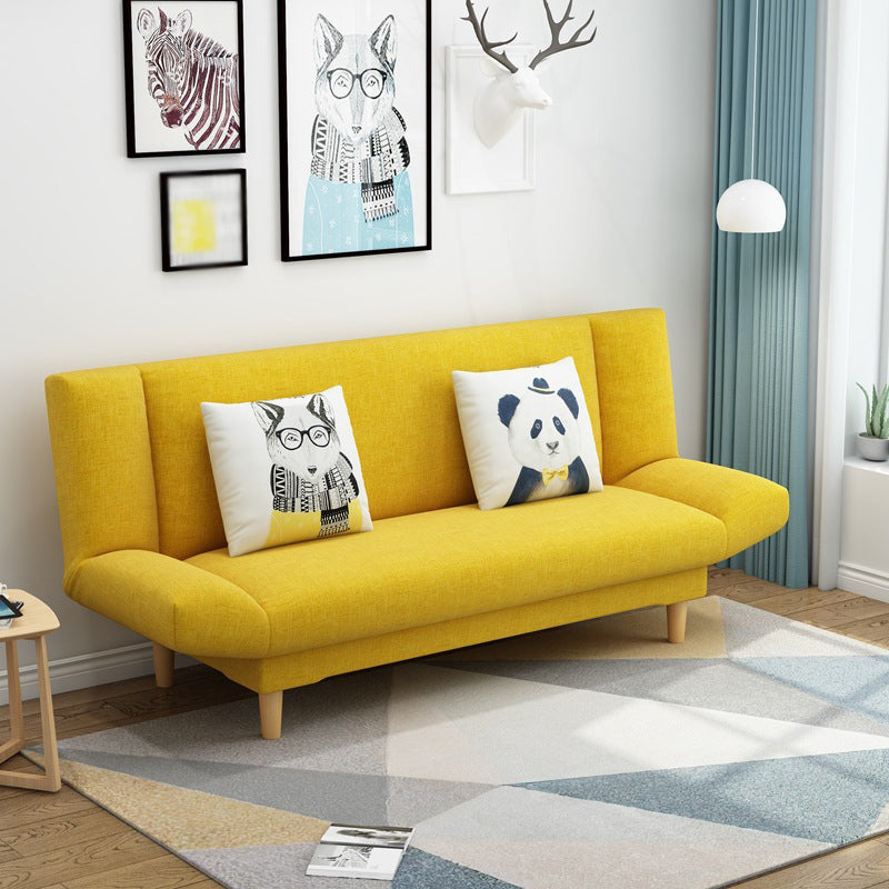Linen Armless Sleeper with 2 Pillows Back for Apartment 29.53" Yellow Clearhalo 'furn' 'furn_sofas' 'Furniture' 'Living Room Furniture' 'Sofa' 'sofas' 5353167