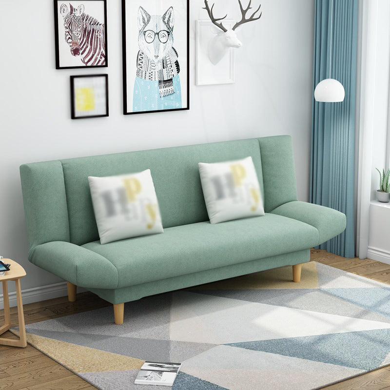 Linen Armless Sleeper with 2 Pillows Back for Apartment 29.53" Light Green Clearhalo 'furn' 'furn_sofas' 'Furniture' 'Living Room Furniture' 'Sofa' 'sofas' 5353168