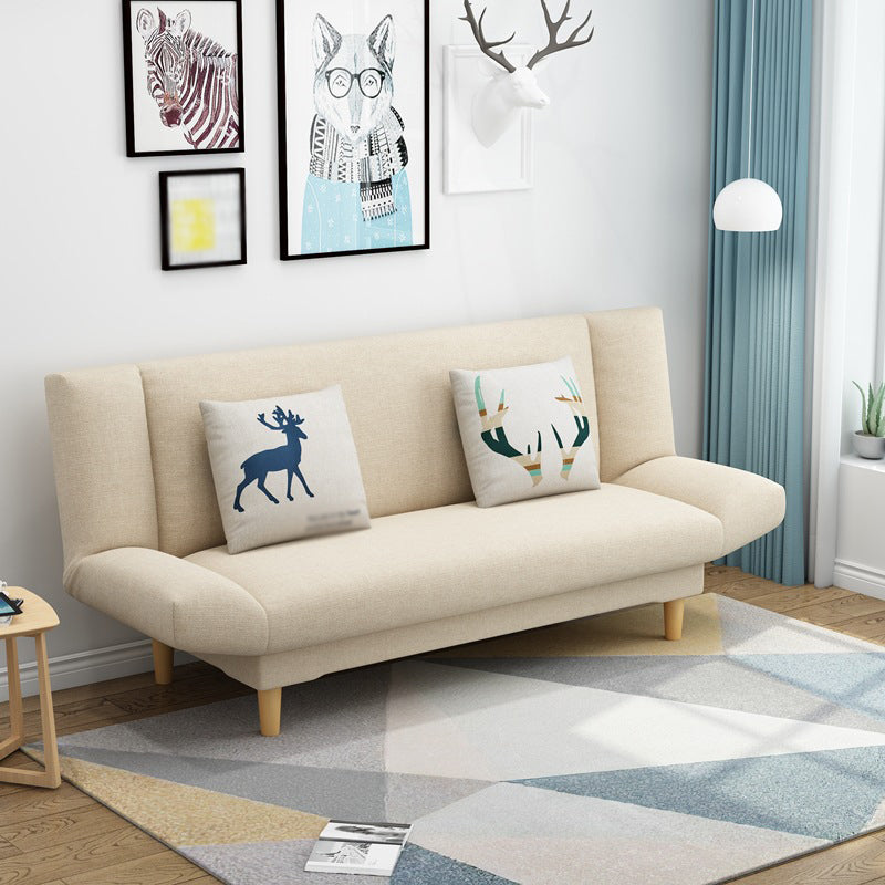 Linen Armless Sleeper with 2 Pillows Back for Apartment 29.53" Cream Clearhalo 'furn' 'furn_sofas' 'Furniture' 'Living Room Furniture' 'Sofa' 'sofas' 5353169