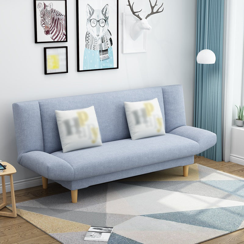 Linen Armless Sleeper with 2 Pillows Back for Apartment 29.53" Light Blue Clearhalo 'furn' 'furn_sofas' 'Furniture' 'Living Room Furniture' 'Sofa' 'sofas' 5353172