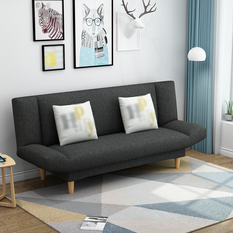 Linen Armless Sleeper with 2 Pillows Back for Apartment 29.53" Black Clearhalo 'furn' 'furn_sofas' 'Furniture' 'Living Room Furniture' 'Sofa' 'sofas' 5353173