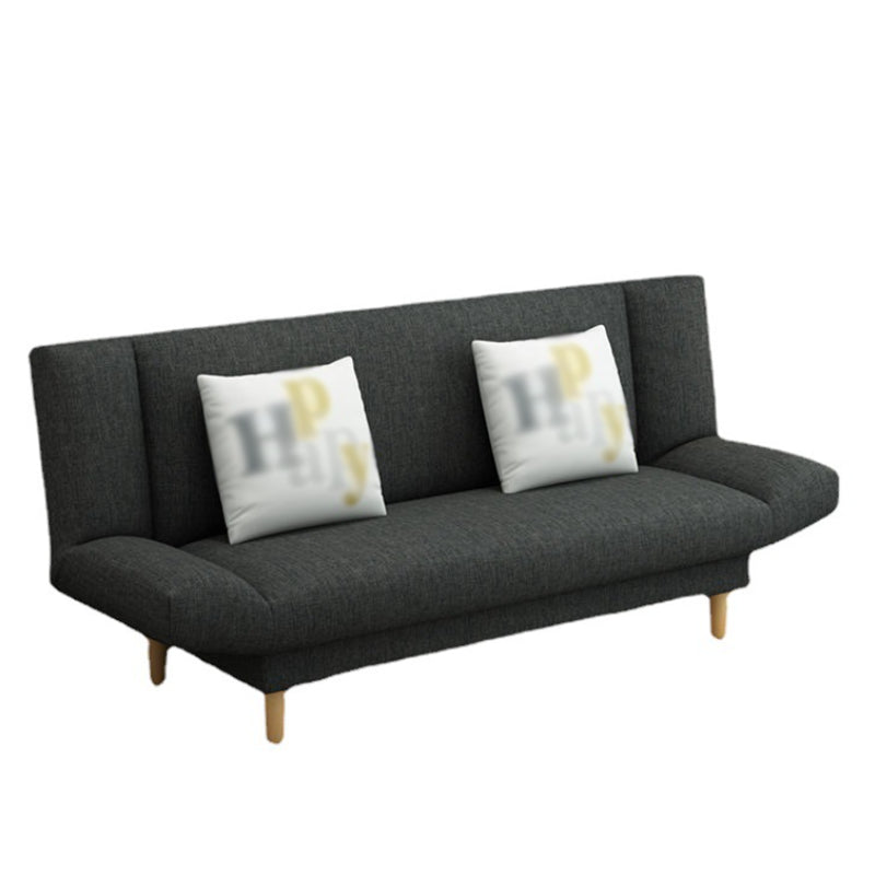 Linen Armless Sleeper with 2 Pillows Back for Apartment 29.53" 71"L x 18.5"W x 29.5"H Black Clearhalo 'furn' 'furn_sofas' 'Furniture' 'Living Room Furniture' 'Sofa' 'sofas' 5353174