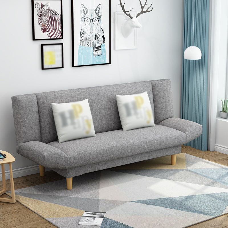 Linen Armless Sleeper with 2 Pillows Back for Apartment 29.53" Light Gray Clearhalo 'furn' 'furn_sofas' 'Furniture' 'Living Room Furniture' 'Sofa' 'sofas' 5353175