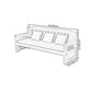 Sofa with 3 Pillows Back and Square Arm for Apartment 23.62" Wide