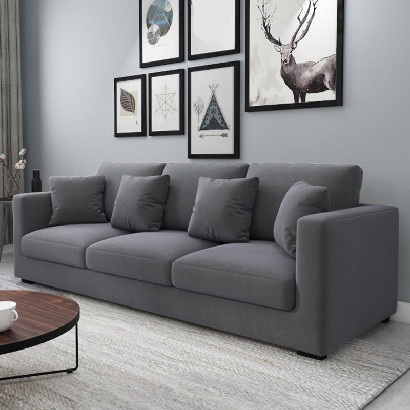 Modern Square Arm Standard Settee Bench with Pillows for 3 People