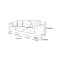 Modern Square Arm Standard Settee Bench with Pillows for 3 People