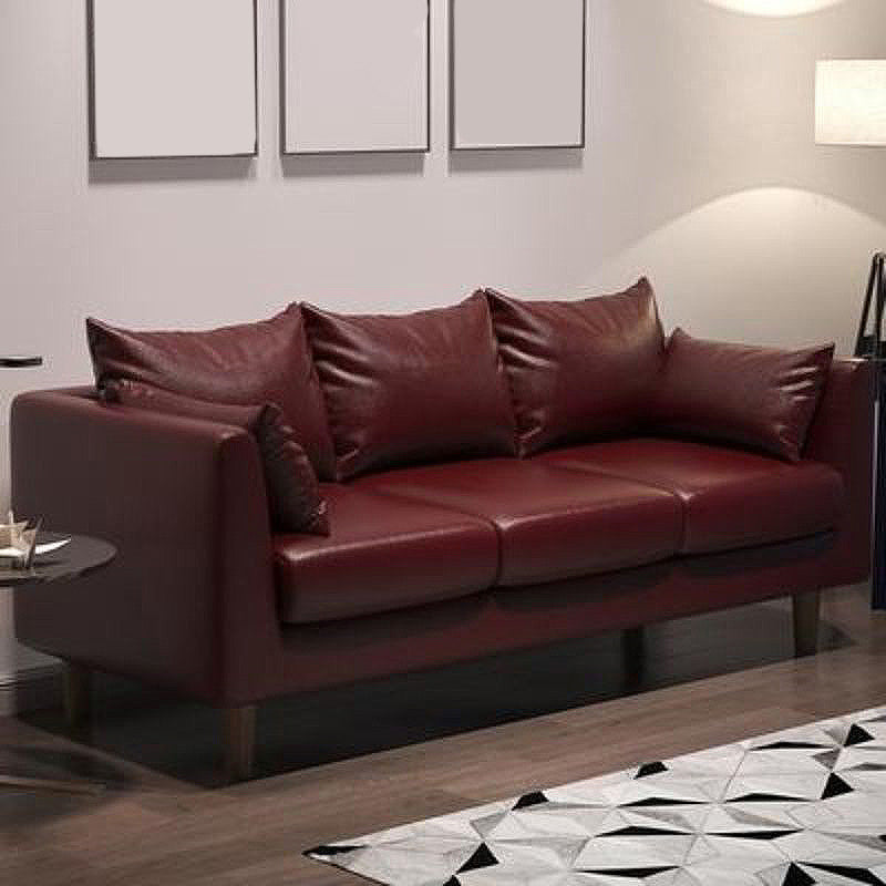 Sofá con sofá de sofá de brazo cuadrado/lino de 3 asientos con almohada con almohada