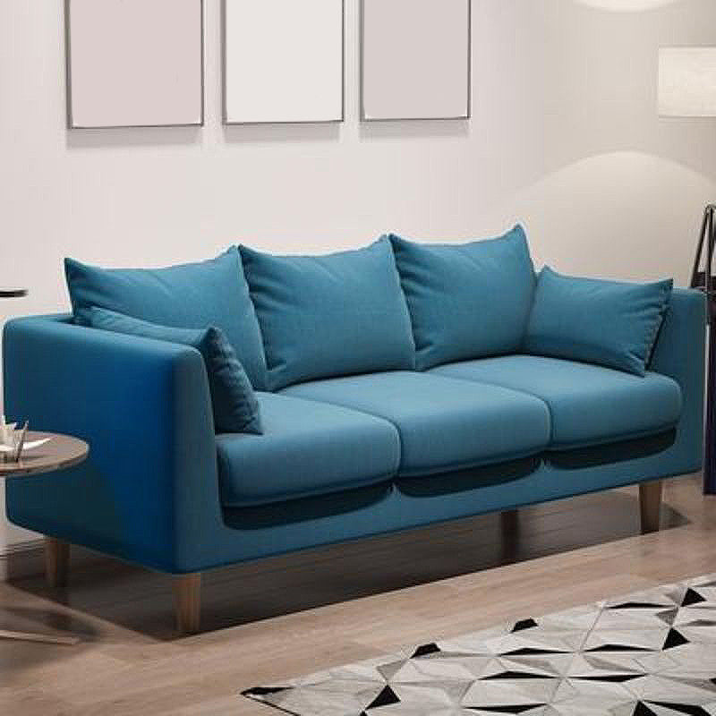 Sofá con sofá de sofá de brazo cuadrado/lino de 3 asientos con almohada con almohada