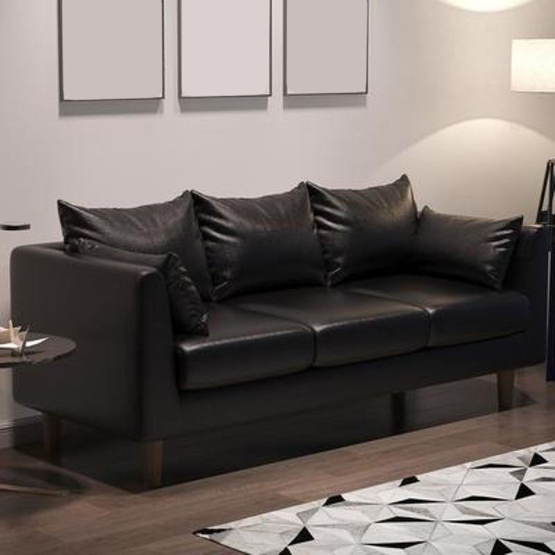 Sofá con sofá de sofá de brazo cuadrado/lino de 3 asientos con almohada con almohada