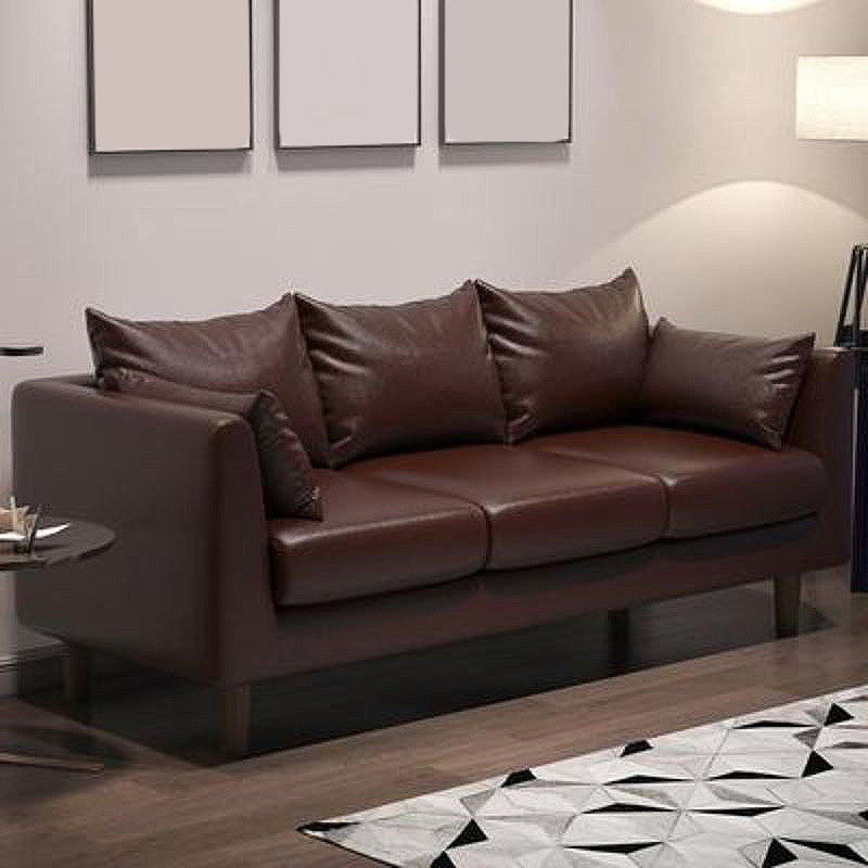 Sofá con sofá de sofá de brazo cuadrado/lino de 3 asientos con almohada con almohada