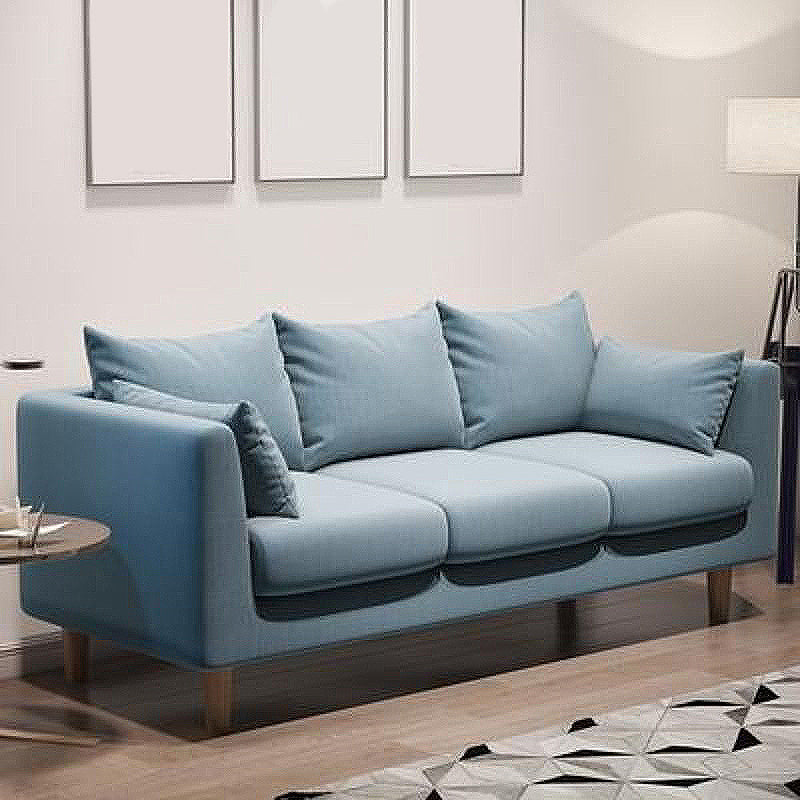 Sofá con sofá de sofá de brazo cuadrado/lino de 3 asientos con almohada con almohada