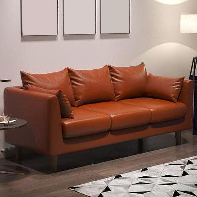 Sofá con sofá de sofá de brazo cuadrado/lino de 3 asientos con almohada con almohada