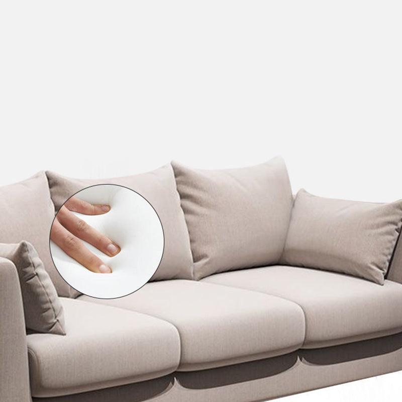 Sofá con sofá de sofá de brazo cuadrado/lino de 3 asientos con almohada con almohada