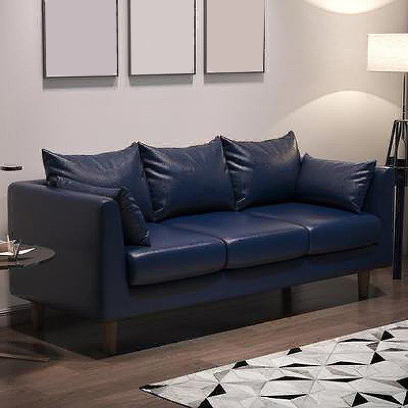 Sofá con sofá de sofá de brazo cuadrado/lino de 3 asientos con almohada con almohada